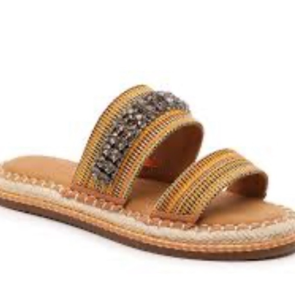 Crown‎ Vintage sandals Miyan espadrilles slip on rhinestone embellished 8.5 - Picture 1 of 8